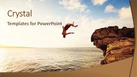  Presentation with cliff - Beautiful presentation design featuring free safety - cliff jumping into the ocean backdrop and a cream colored foreground