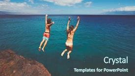  Presentation with cliff - Amazing PPT theme having free safety - cliff jumping into the ocean backdrop and a ocean colored foreground
