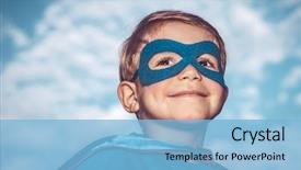  Presentation with child superhero - Colorful slides enhanced with free safety - closeup portrait of a nice backdrop and a light blue colored foreground