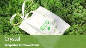  Presentation with eco bag - Presentation with free safety - eco bag on green grass background and a tawny brown colored foreground