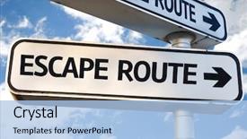  Presentation with route - Beautiful presentation design featuring free safety - escape route direction sign backdrop and a light blue colored foreground