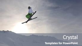  Presentation with mountain snow - Colorful theme enhanced with free safety - extreme freestyle ski jump backdrop and a gray colored foreground