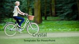  Presentation with motion - Slides with free safety - female biker in a park background and a seafoam green colored foreground