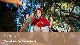  Presentation with adventure - Beautiful presentation theme featuring free safety - girl climbing in adventure park backdrop and a coral colored foreground
