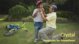  Presentation with grandfather - PPT layouts featuring free safety - grandfather helping grandson for wearing background and a tawny brown colored foreground
