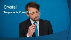  Presentation with cigarette - Presentation design consisting of free safety - handsome businessman with e-cigarette wearing background and a ocean colored foreground