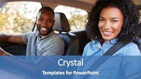  Presentation with young happy couple - Presentation design consisting of free safety - happy young black couple driving background and a teal colored foreground