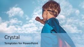  Presentation with superman - Presentation theme having free safety - little boy wearing costume background and a light blue colored foreground