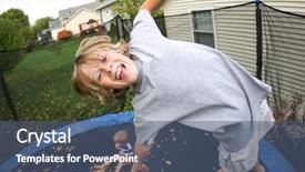  Presentation with free - Theme consisting of free safety - smiling boy jumping background and a ocean colored foreground