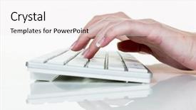  Presentation with computer access control - Cool new presentation design with free safety - woman in office with computer backdrop and a white colored foreground