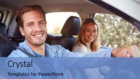  Presentation with holiday - Colorful PPT layouts enhanced with free safety - young couple going on holiday backdrop and a teal colored foreground