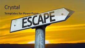  Presentation with sunset - Slides enhanced with free safety signs - escape sign with a sunset background and a gold colored foreground