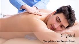  Presentation with spa - Slides with free salon - man in spa enjoying his background and a coral colored foreground