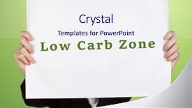  Presentation with zone - Presentation design with free samples - woman holding paper with low-carb background and a sky blue colored foreground