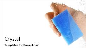  Presentation with cleaning - Beautiful presentation theme featuring sanitation free - hand with sponge cleaning wet backdrop and a white colored foreground