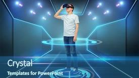  Presentation with laser light - Cool new slide set with free science - 3d technology virtual reality cyberspace backdrop and a ocean colored foreground