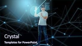  Presentation with virtual reality - Colorful slide set enhanced with free science - 3d technology virtual reality entertainment backdrop and a wine colored foreground