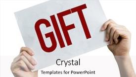  Presentation with gift - Audience pleasing PPT theme consisting of free season greeting holiday - gift placard isolated on white backdrop and a  colored foreground