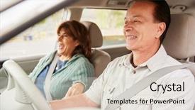  Presentation with race car - Audience pleasing PPT theme consisting of free seat belt - senior mixed race couple sit backdrop and a lemonade colored foreground