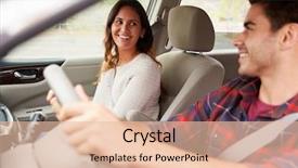  Presentation with race - Colorful PPT theme enhanced with free seat belt - young mixed race couple driving backdrop and a lemonade colored foreground