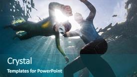  Presentation with holy water cross - Slides with free security - underwater shot of the freedivers background and a ocean colored foreground