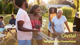 Presentation with family talking - PPT layouts consisting of free senior - adults talking at a multi background and a coral colored foreground