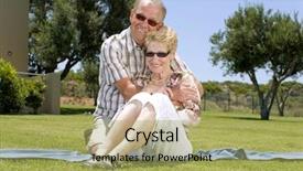  Presentation with old couple walking - Colorful PPT theme enhanced with free senior - happy old couple enjoying sunny backdrop and a  colored foreground