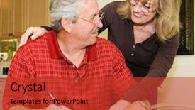  Presentation with belated happy birthday - Audience pleasing theme consisting of free senior - mature couple happy about paying backdrop and a red colored foreground