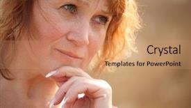  Presentation with creative thinking brain - Presentation consisting of free senior - thinking middleaged woman background and a  colored foreground