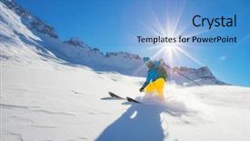  Presentation with coral reefs blue water beautiful sky - Slide deck enhanced with free slides - freerider skier running downhill background and a  colored foreground