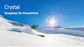  Presentation with sky blue - Slide set consisting of free slides - freerider skier running downhill background and a  colored foreground