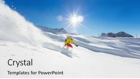  Presentation with running - Slides with free slides - freerider snowboarder running downhill background and a white colored foreground