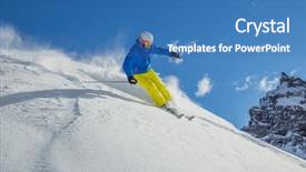  Presentation with skiing - Cool new PPT theme with free slides - skier skiing downhill in high backdrop and a teal colored foreground