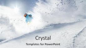  Presentation with skiing - Cool new PPT theme with free slides - skier skiing downhill in high backdrop and a light gray colored foreground