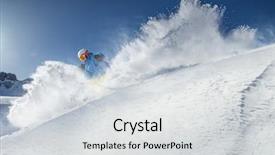  Presentation with skiing - Colorful presentation enhanced with free slides - skier skiing downhill in high backdrop and a light gray colored foreground