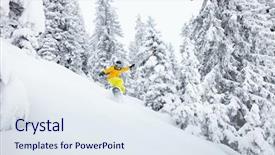  Presentation with ski trip - Audience pleasing presentation design consisting of free slides - snowboard freerider having fun backdrop and a sky blue colored foreground