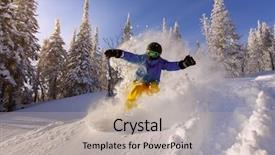  Presentation with deep blue - Audience pleasing slides consisting of free slides - snowboarder doing a toe side backdrop and a light gray colored foreground