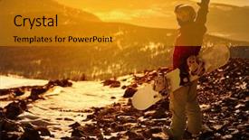  Presentation with silhoutte married couples on the mountain - Beautiful slide set featuring free slides - snowboarder on mountain background sunset backdrop and a gold colored foreground