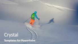  Presentation with outdoor activities - PPT layouts having free slides - young freeride skier running downhill background and a  colored foreground