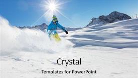  Presentation with outdoor activities - PPT layouts consisting of free slides - young skier running downhill background and a  colored foreground