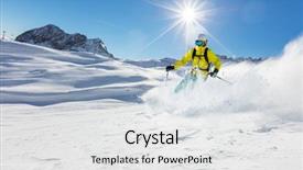  Presentation with outdoor activities - PPT layouts featuring free slides - young skier running downhill background and a white colored foreground