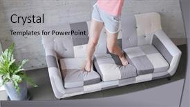  Presentation with dance and music - Colorful theme enhanced with free smart phone app - excited woman dancing and enjoy backdrop and a  colored foreground