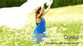  Presentation with japan girl - PPT theme with free smiley - girl background and a yellow colored foreground