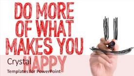  Presentation with marker - PPT theme having free smiley - hand with marker writing do background and a lemonade colored foreground