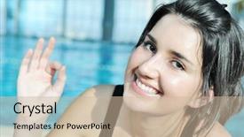  Presentation with sport - PPT theme having free smiley - sport girl background and a soft green colored foreground