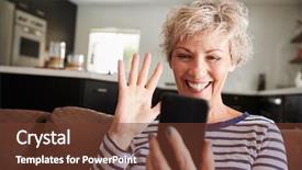  Presentation with video templstes gor cpr - Audience pleasing theme consisting of free social networking - senior woman video calling backdrop and a tawny brown colored foreground