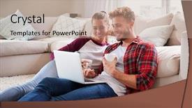  Presentation with catholic couple silhouette of young - PPT theme featuring free social networking - young white couple sitting background and a coral colored foreground