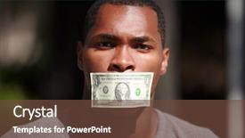  Presentation with free speech - Presentation theme featuring free speech - young man wears a dollar background and a tawny brown colored foreground