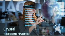  Presentation with world geography earth globe model - PPT theme enhanced with free sphere - earth globe against businesswoman using background and a tawny brown colored foreground