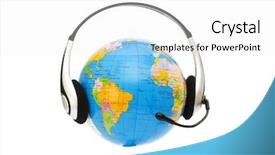  Presentation with globe - Audience pleasing theme consisting of free sphere - headset on globe isolated backdrop and a white colored foreground